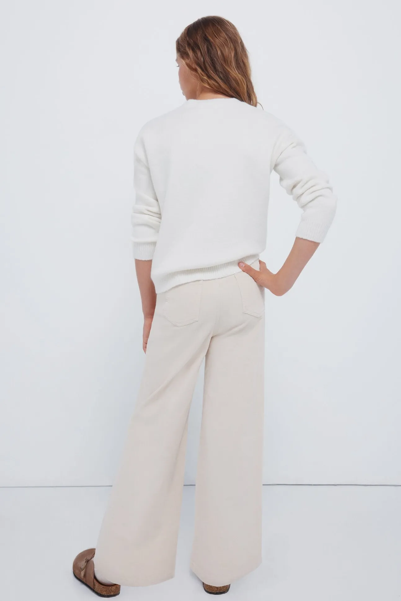 Calça culotte de microveludo cotelê para meninas