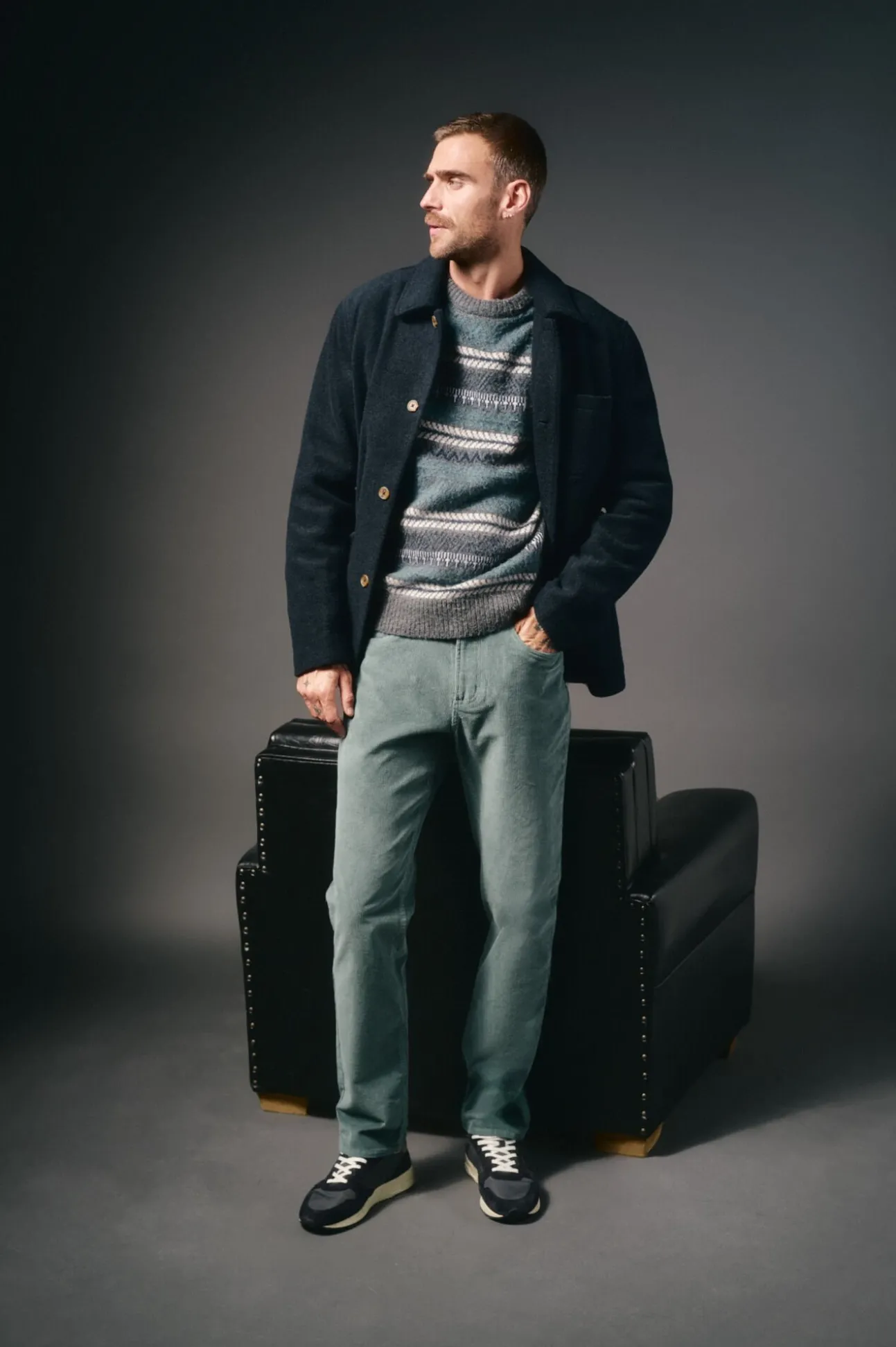 Calça de pana 5 bolsos slim fit