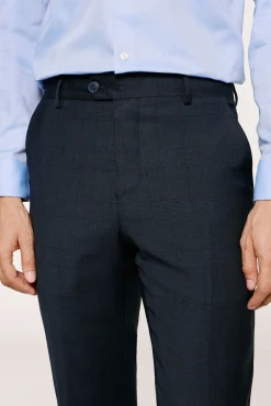 Calça de terno xadrez slim fit
