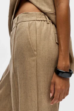 Calça de tweed de pernas largas