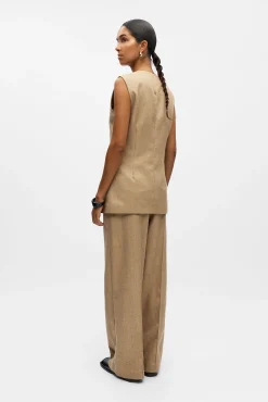 Calça de tweed de pernas largas