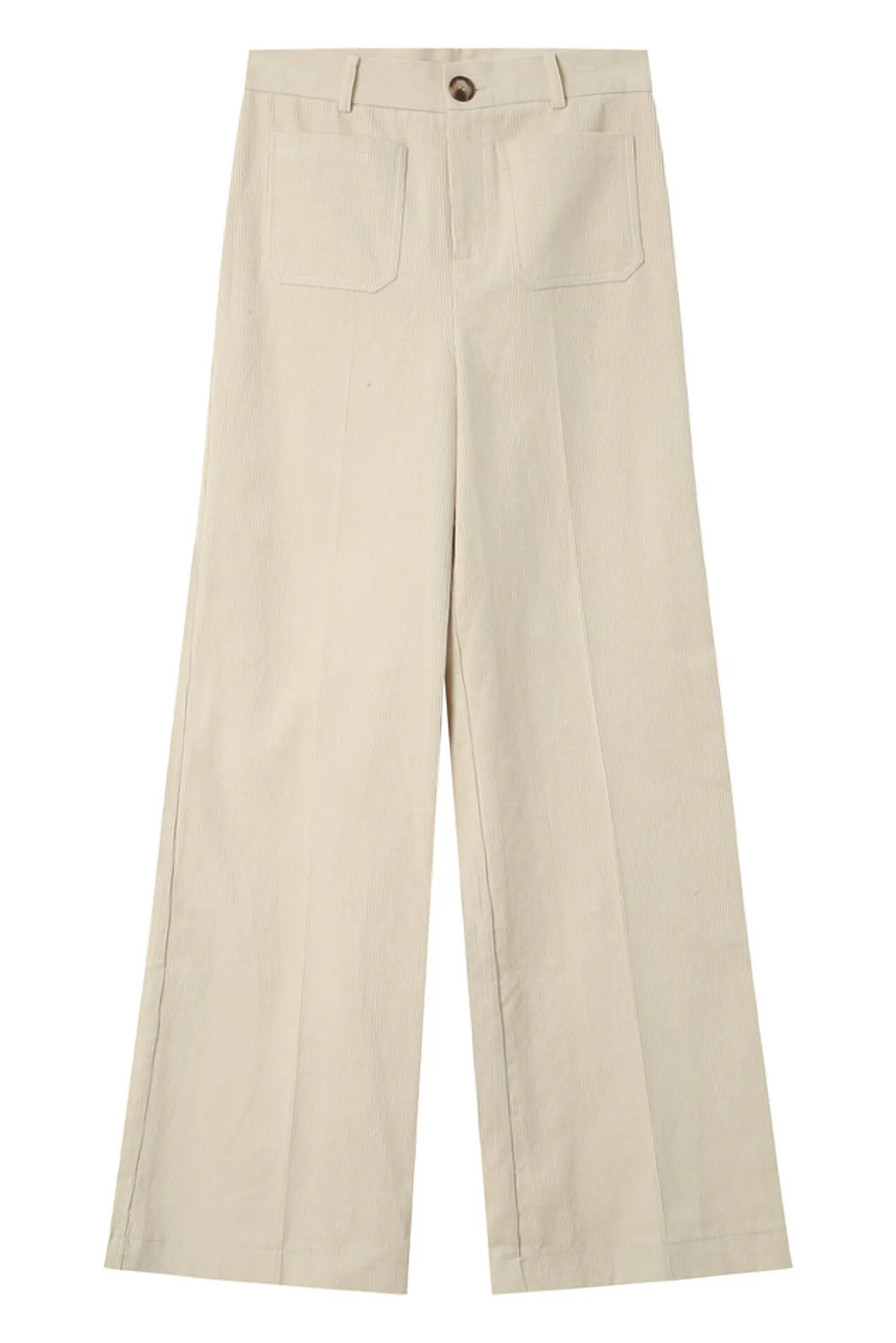 Calça de veludo cotelê com bolsos frontais