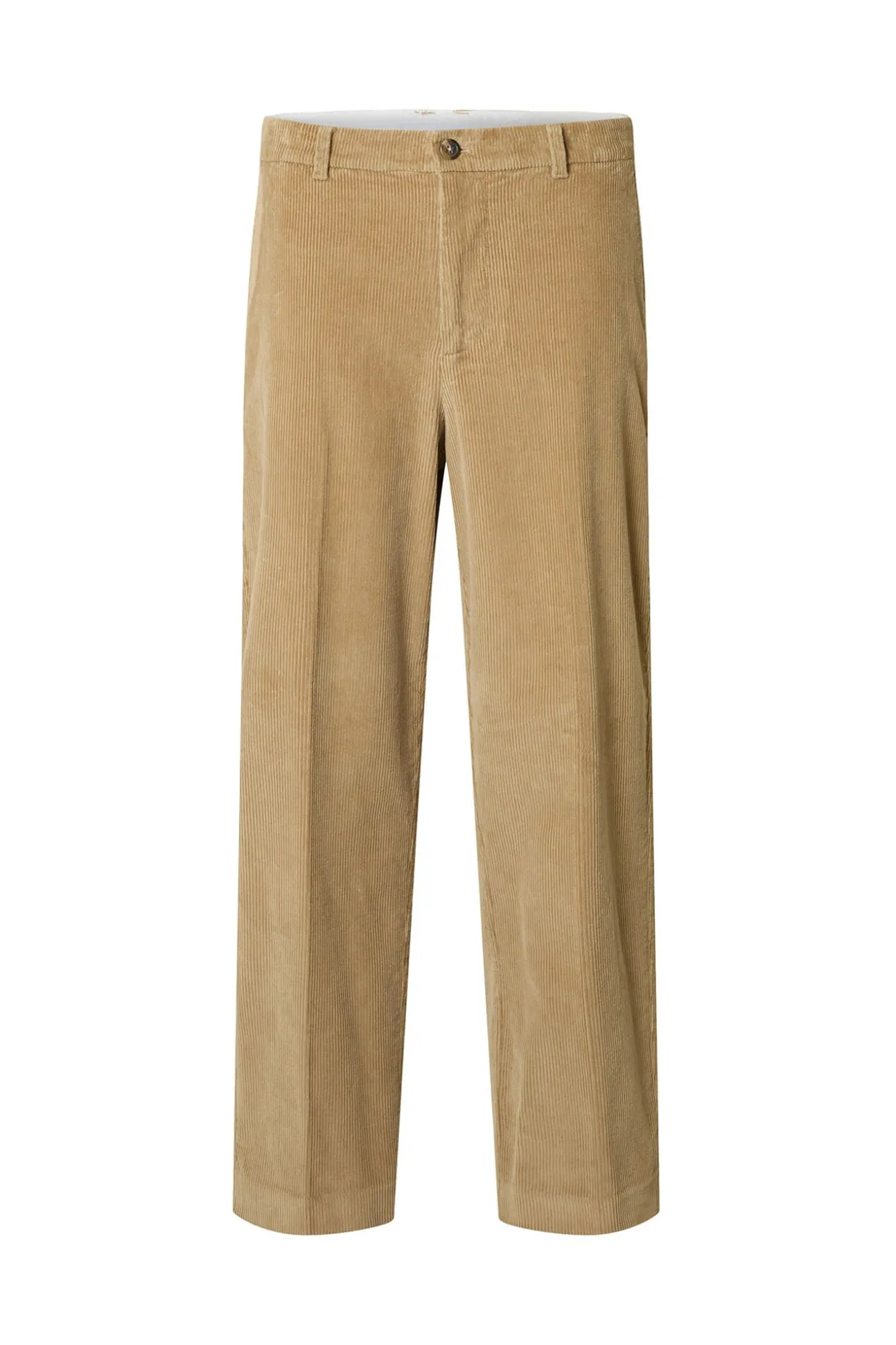 Calça de veludo cotelê com caimento relaxado