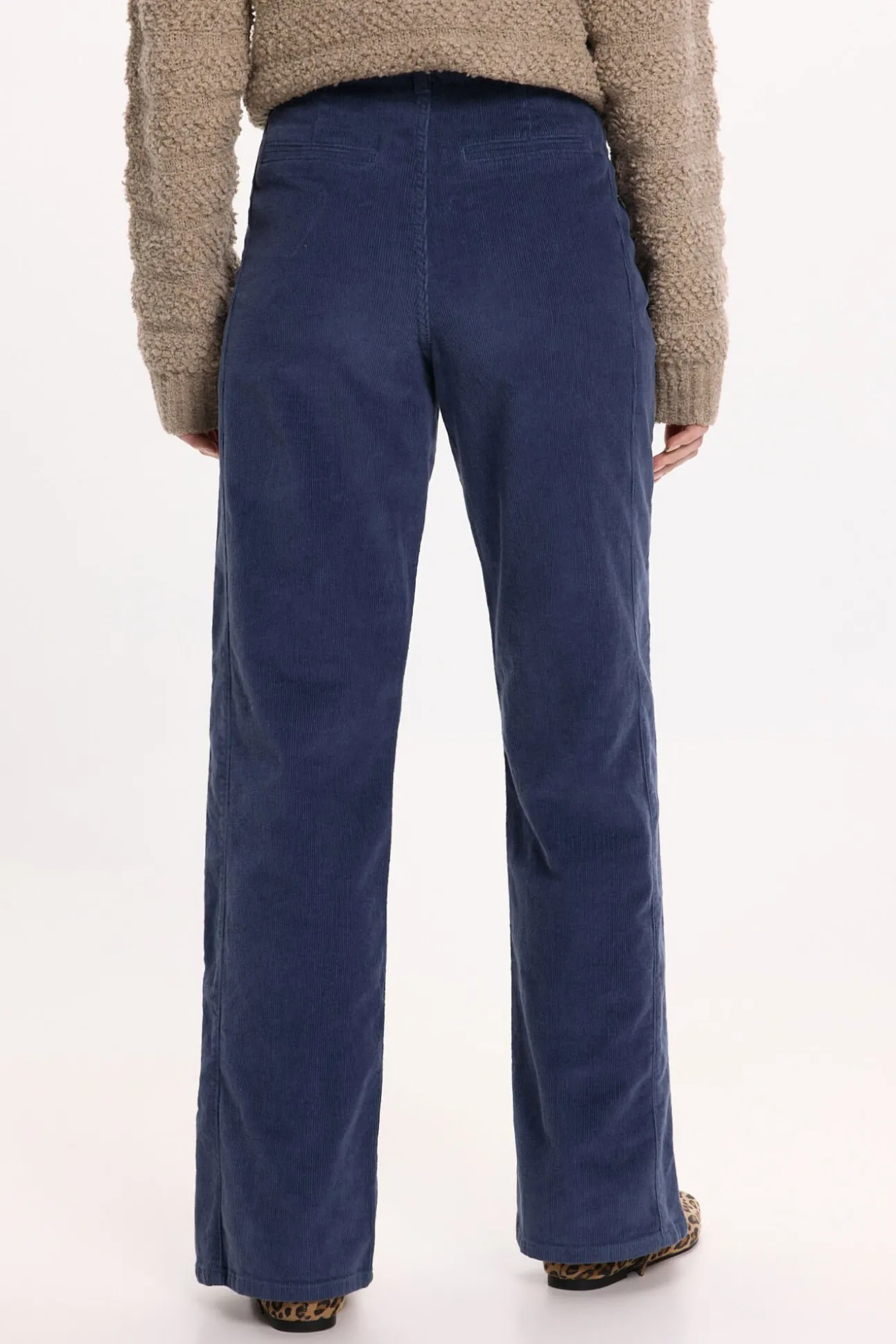 Calça de veludo cotelê de perna larga