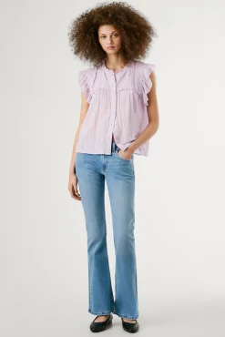 Calça denim flare de corte baixo Pimlico