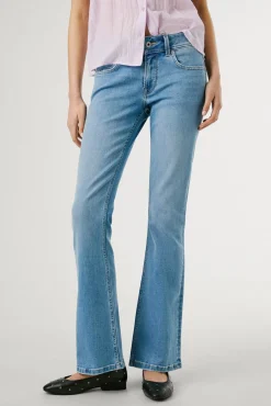 Calça denim flare de corte baixo Pimlico