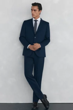 Calça estruturada azul slim fit bi-elástica