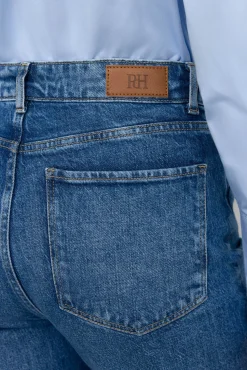 Calça jeans básica de perna larga