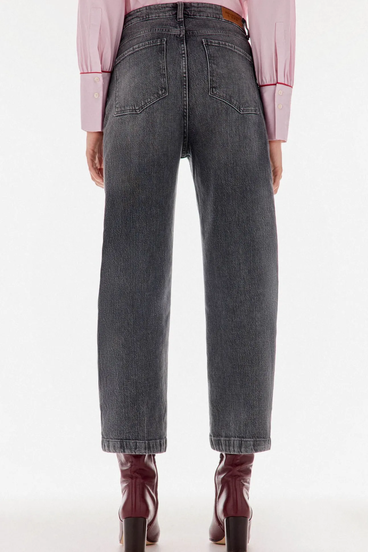 Calça jeans cropped de perna larga