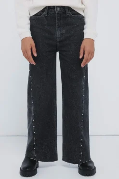 Calça jeans culotte com denim para menina