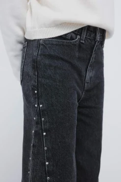 Calça jeans culotte com denim para menina