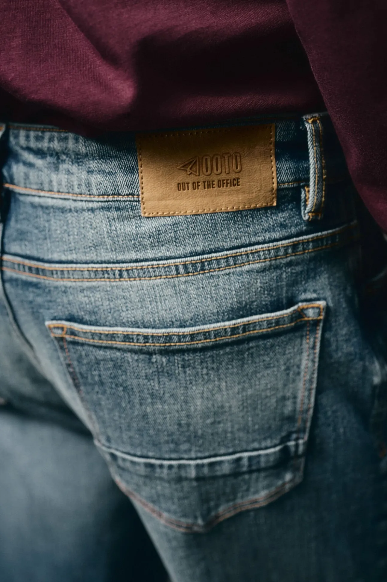 Calça jeans de corte reto