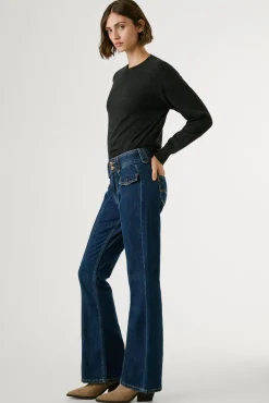 Calça jeans flare de corte baixo