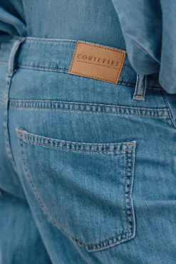 Calça jeans palazzo longa