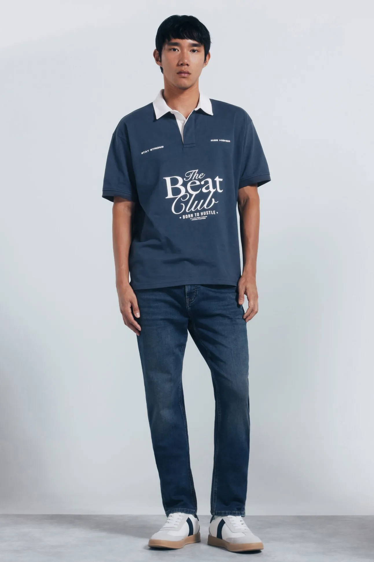Calça jeans slim fit de malha denim