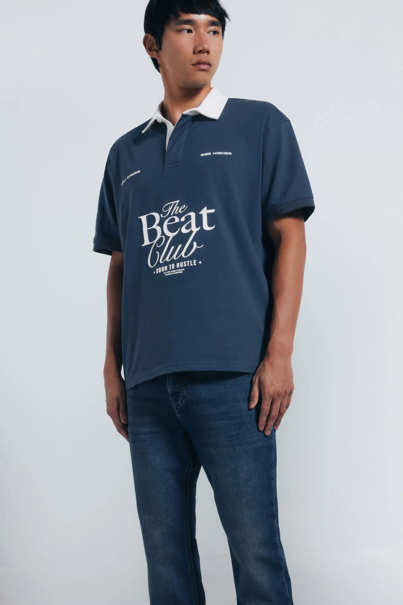 Calça jeans slim fit de malha denim