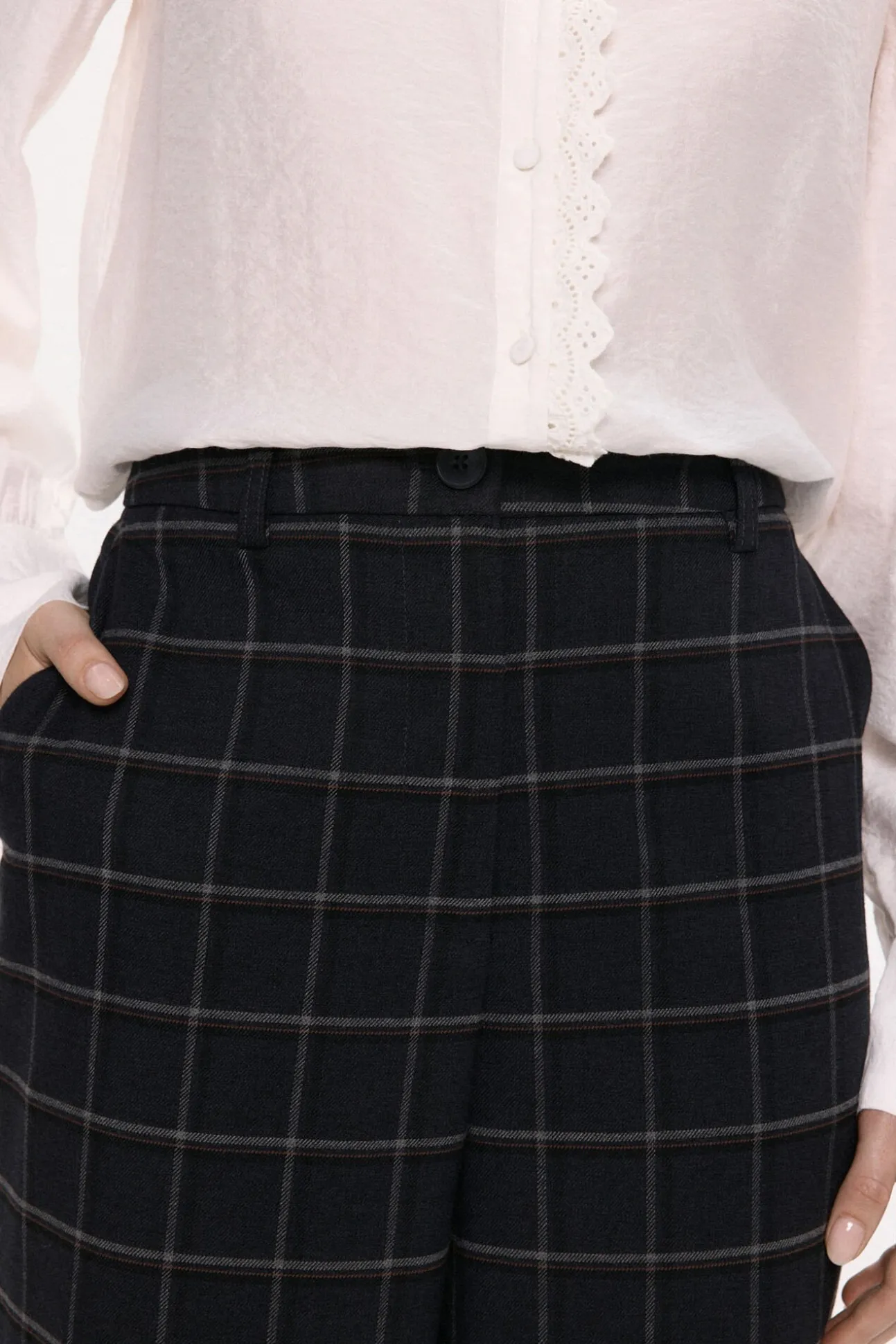 Calça social xadrez com viscose