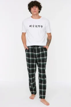 Calça unissex de corte regular com estampado xadrez multicolorida