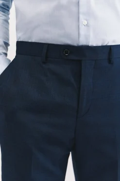Calça xadrez azul slim fit