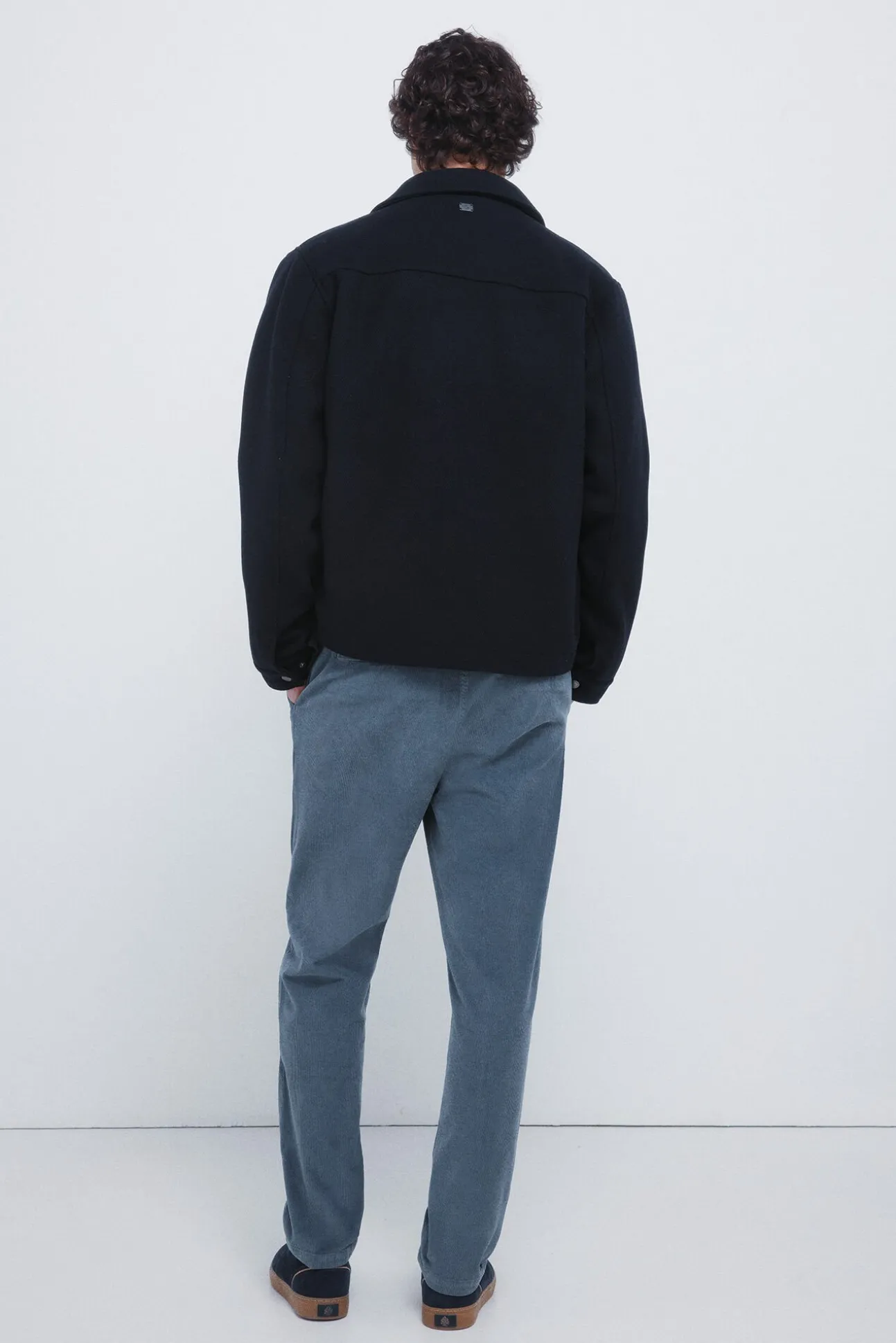 Calças chino slim fit confortável de veludo cotelê lavado
