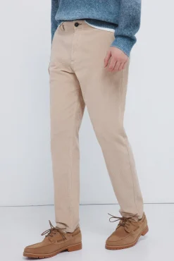 Calças chino slim fit confortável de veludo cotelê lavado