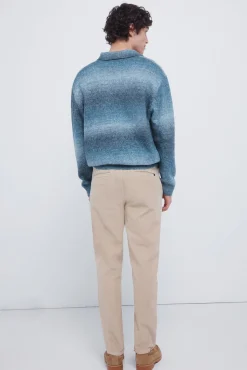 Calças chino slim fit confortável de veludo cotelê lavado