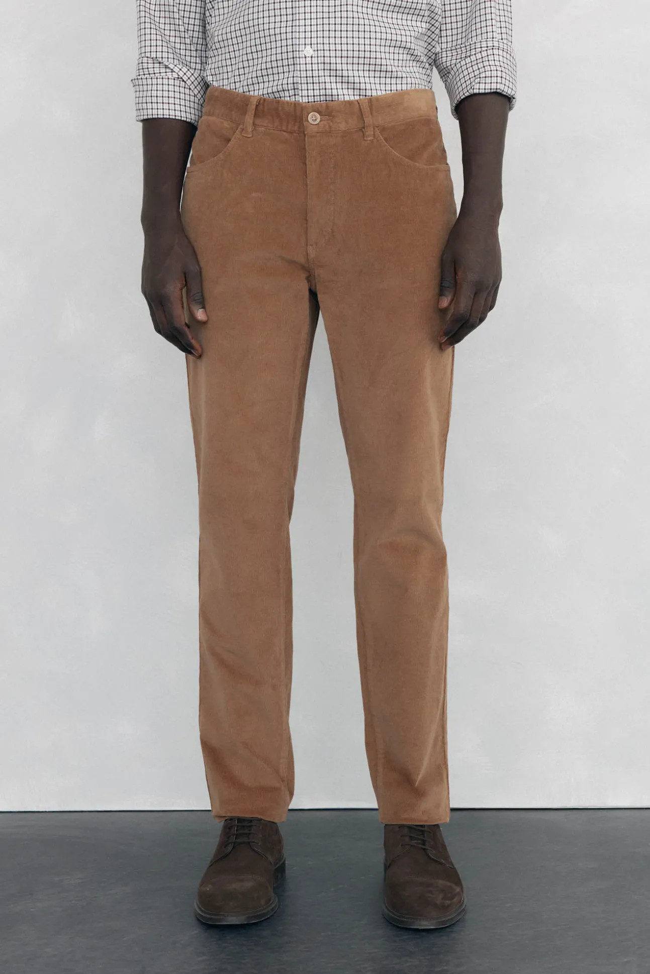 Calças de veludo slim fit com 5 bolsos