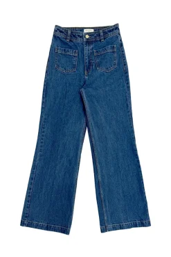 Calças denim de cintura alta