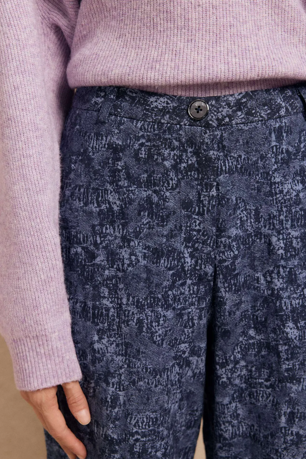Calças jacquard com pinças
