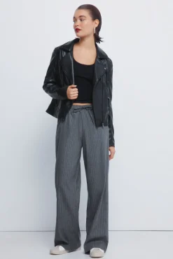 Calças jogger riscas de lurex