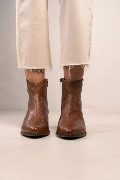 Calíope Botins cowboy vintage de pele