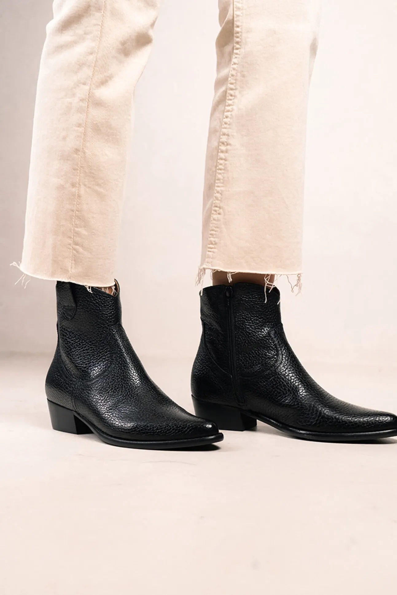 Calíope Botins cowboy vintage de pele