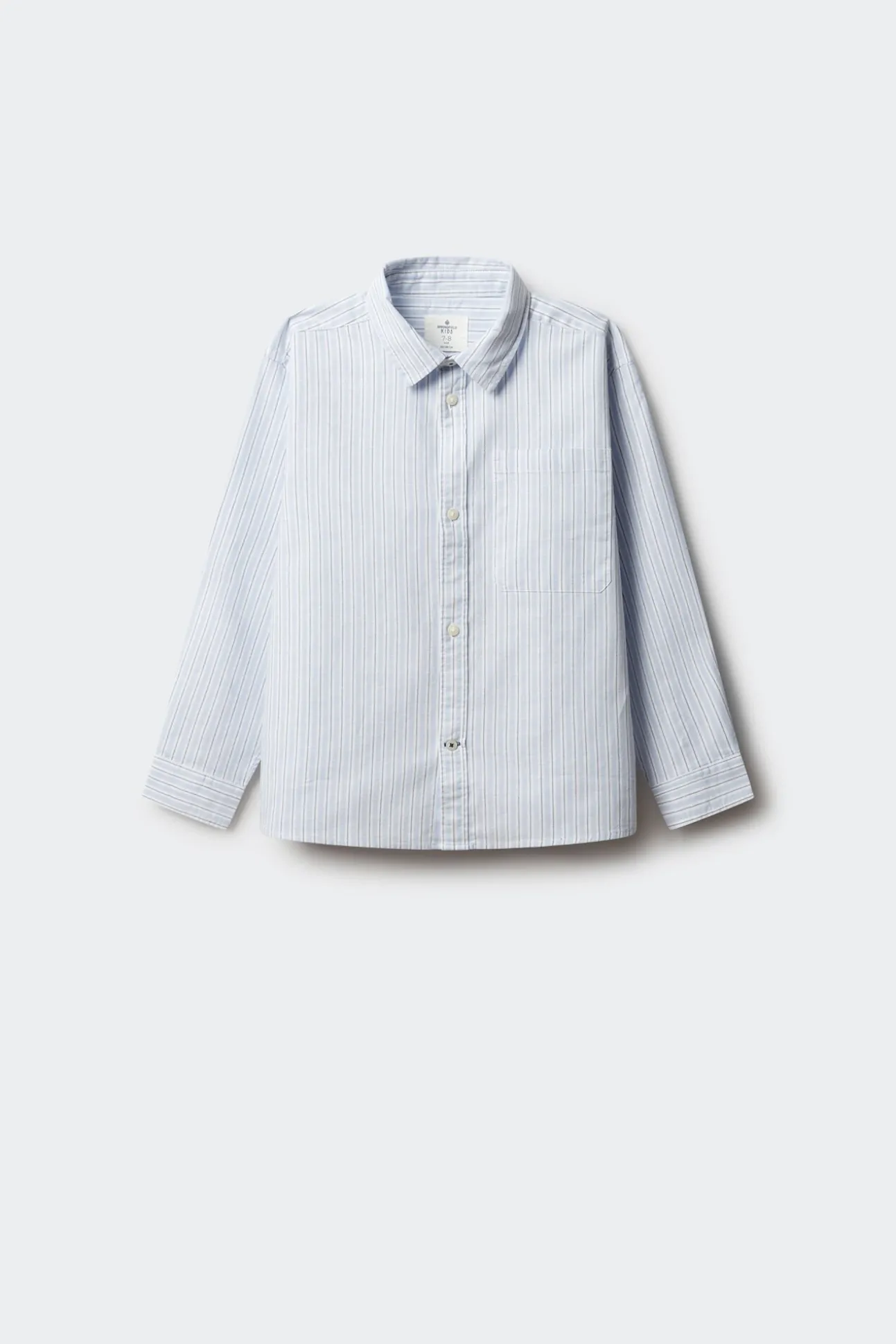 Camisa azul listrada fina para menino