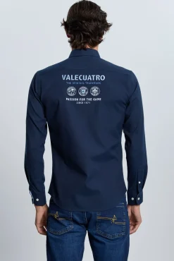 Camisa bordada azul marinho