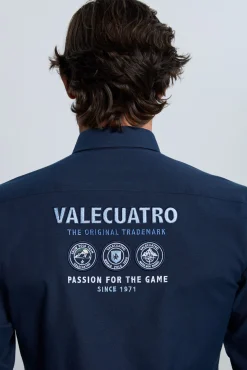 Camisa bordada azul marinho