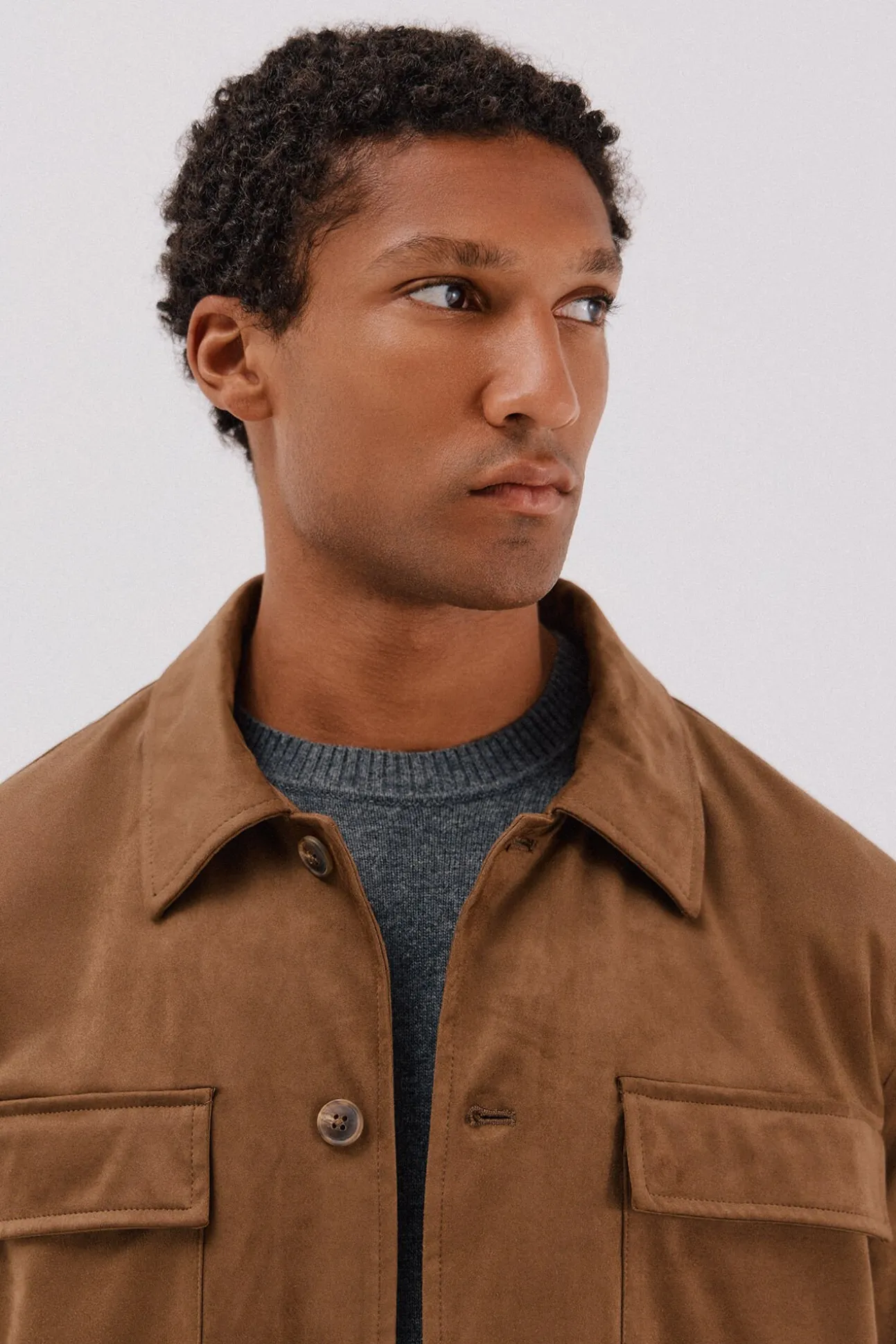Camisa comprida efeito camurça