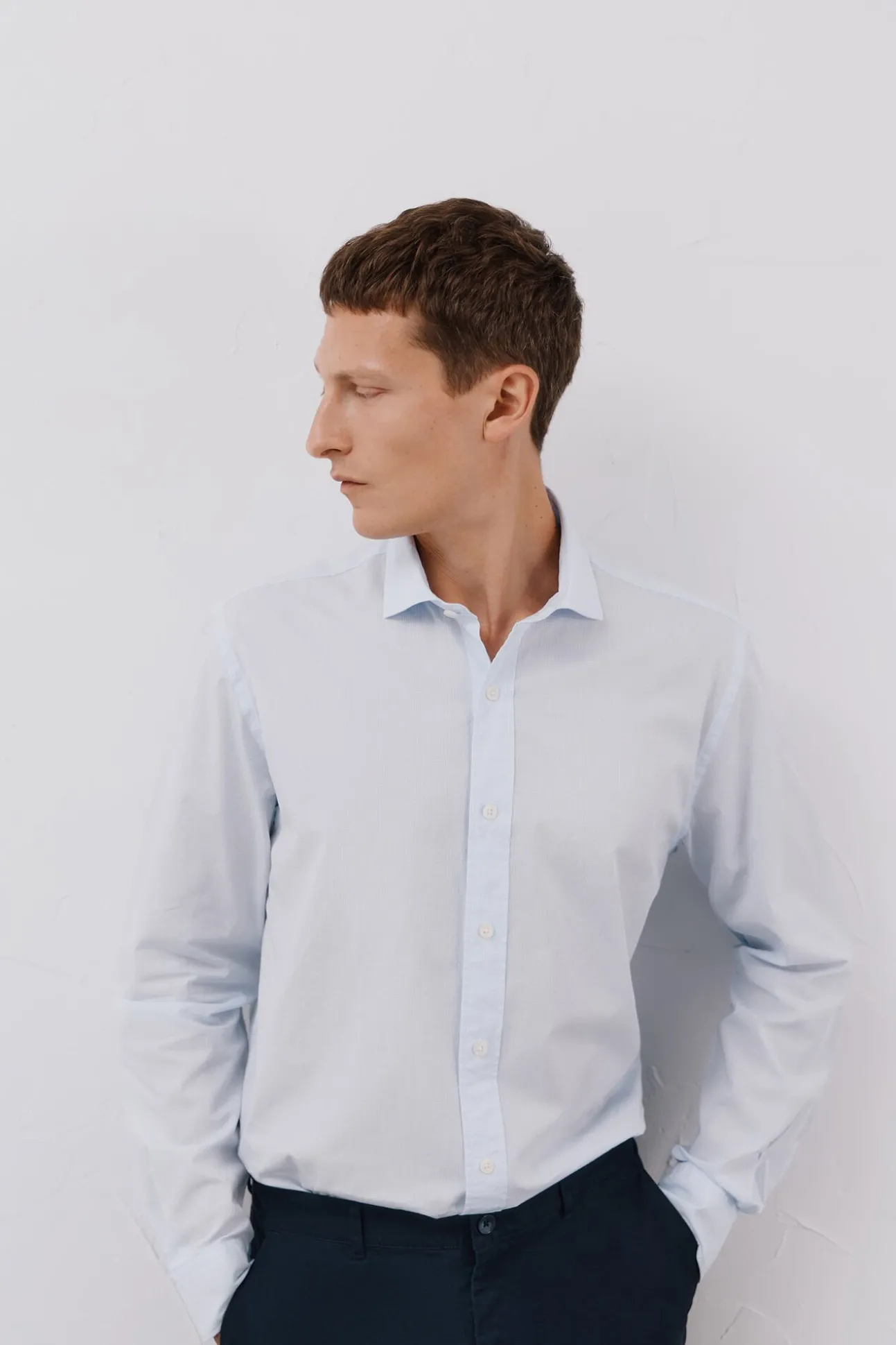 Camisa de algodão micro xadrez