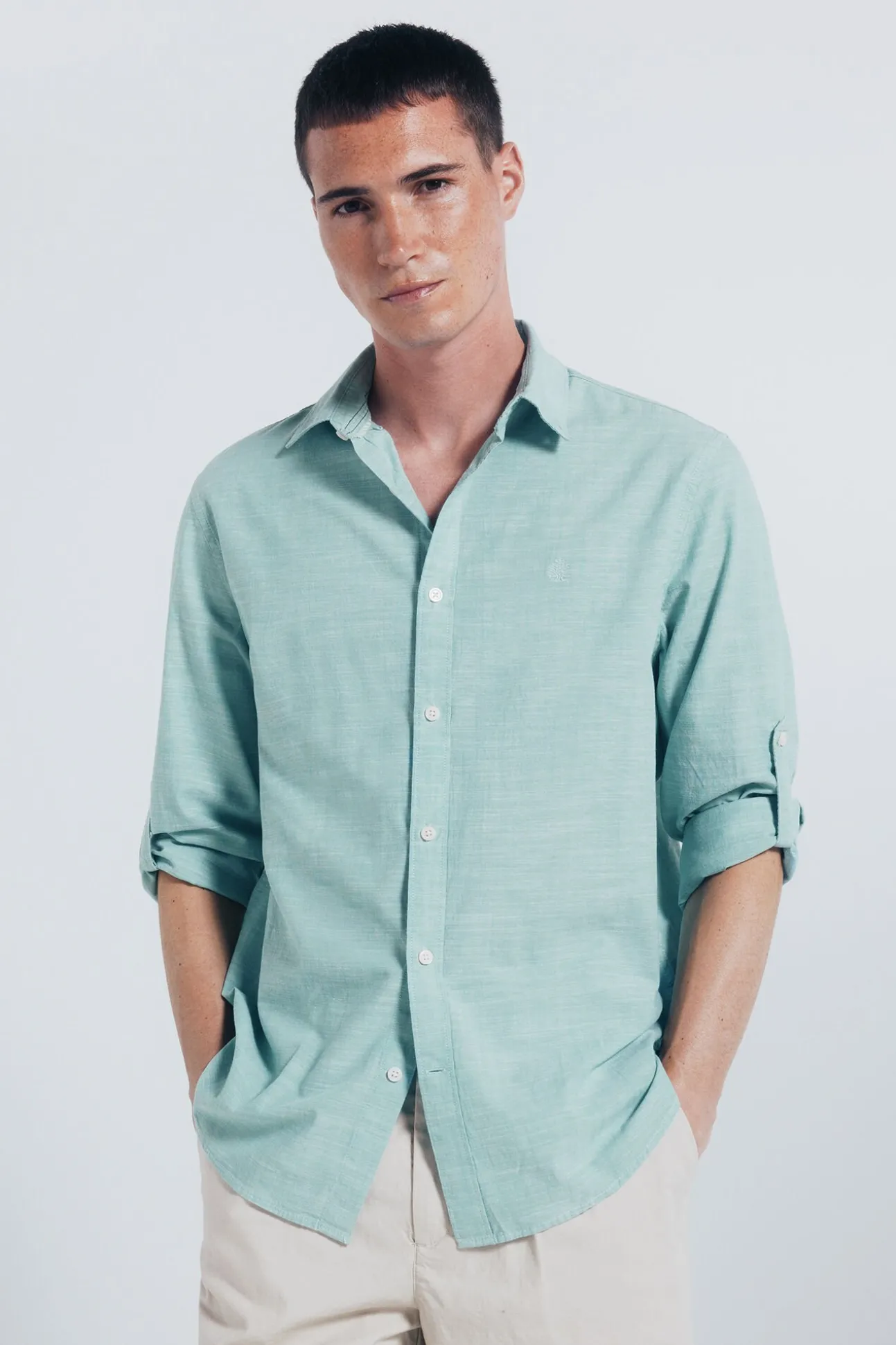 Camisa de algodão Slub
