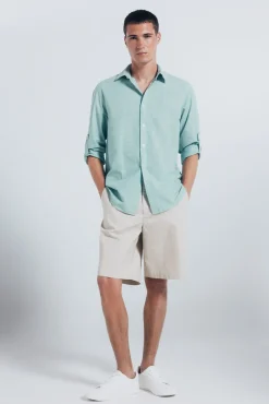 Camisa de algodão Slub