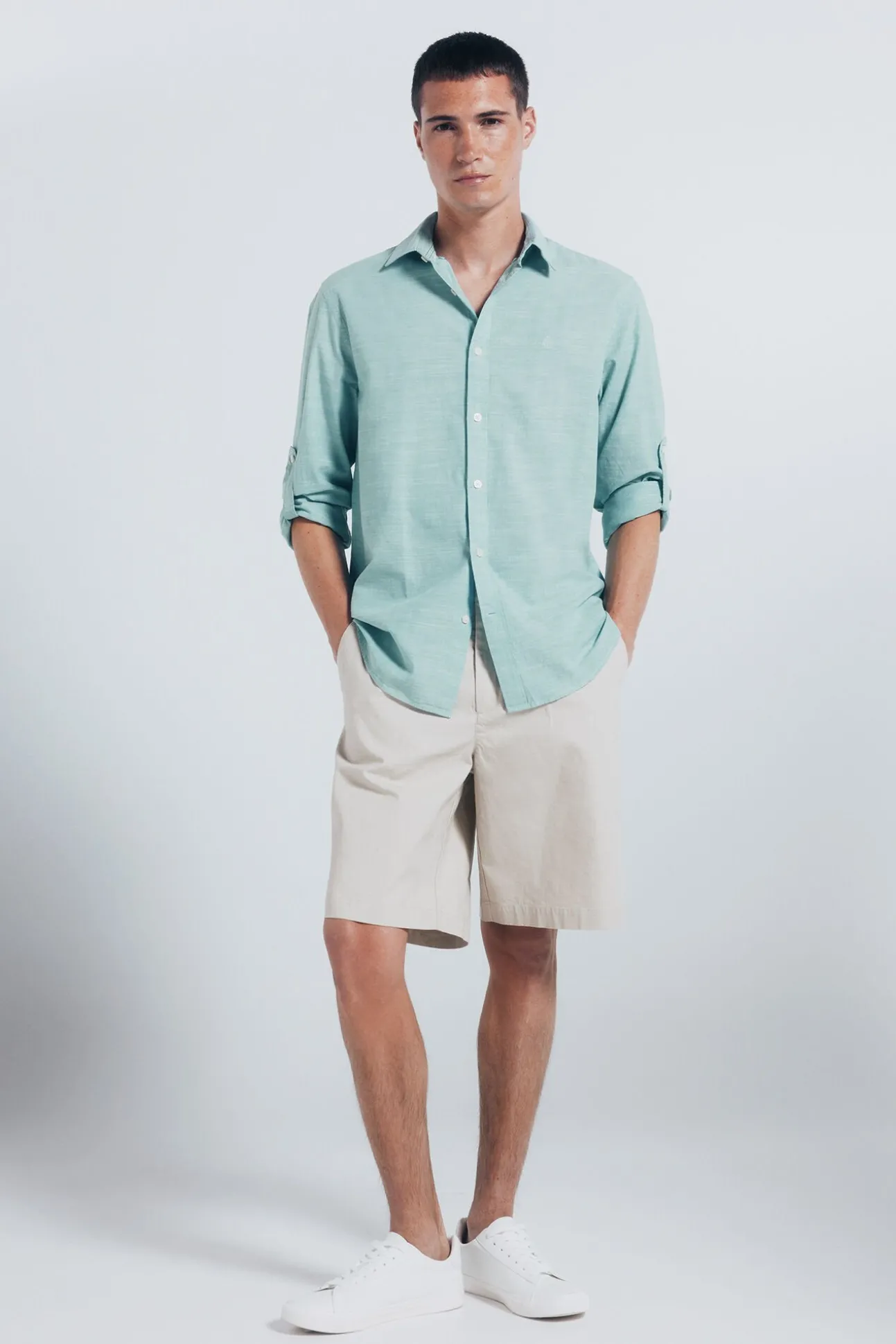 Camisa de algodão Slub