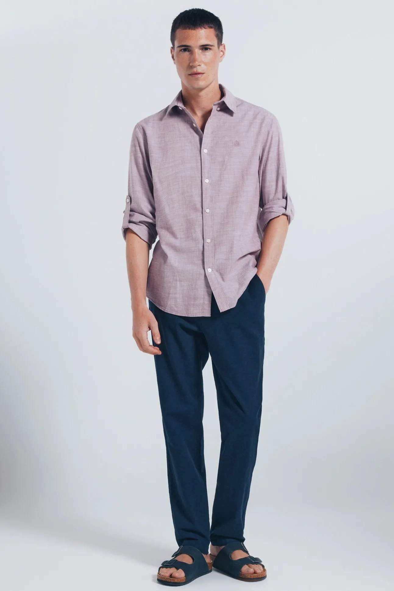 Camisa de algodão Slub