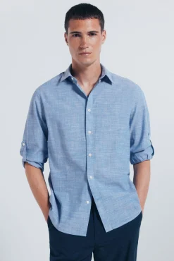 Camisa de algodão Slub