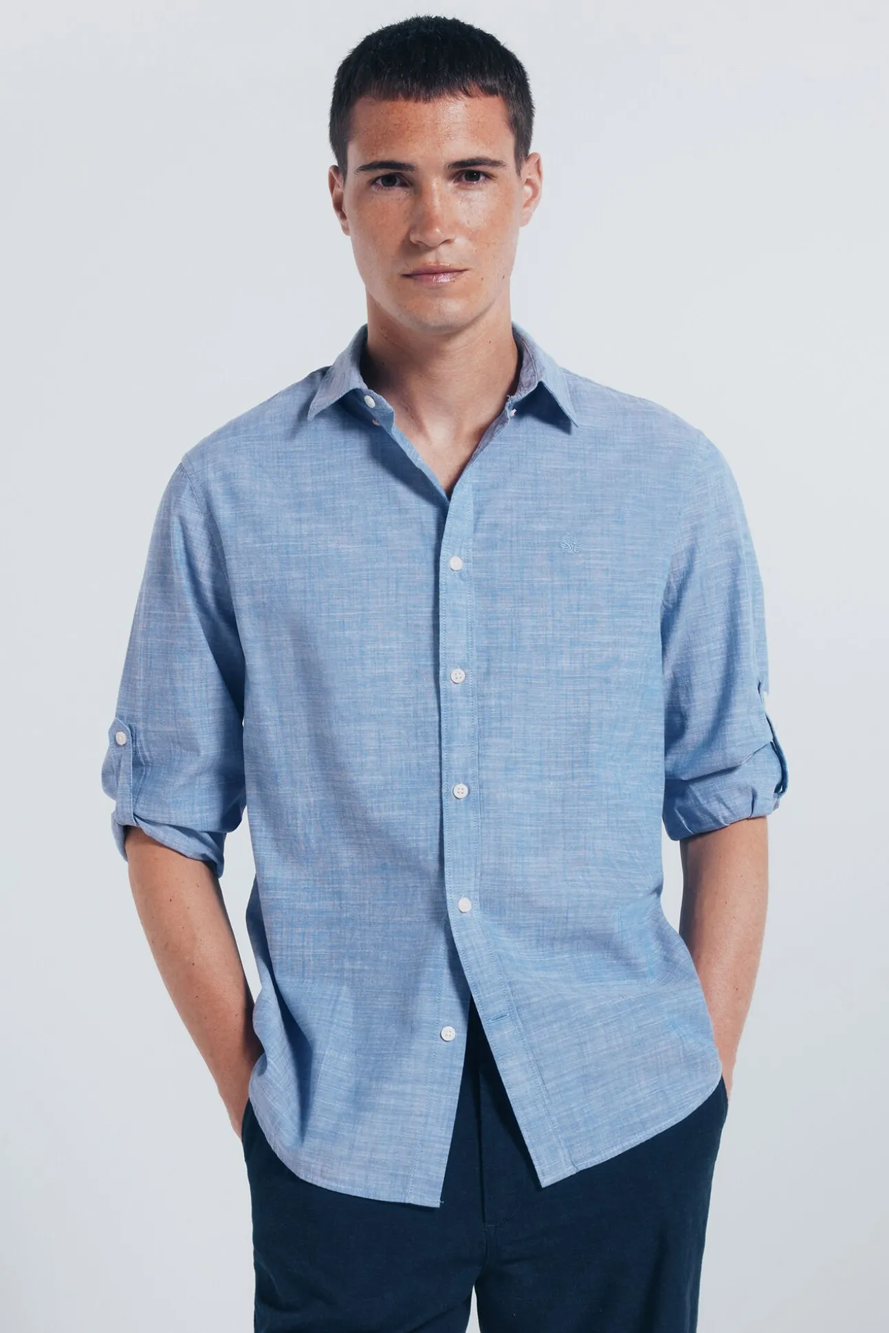 Camisa de algodão Slub