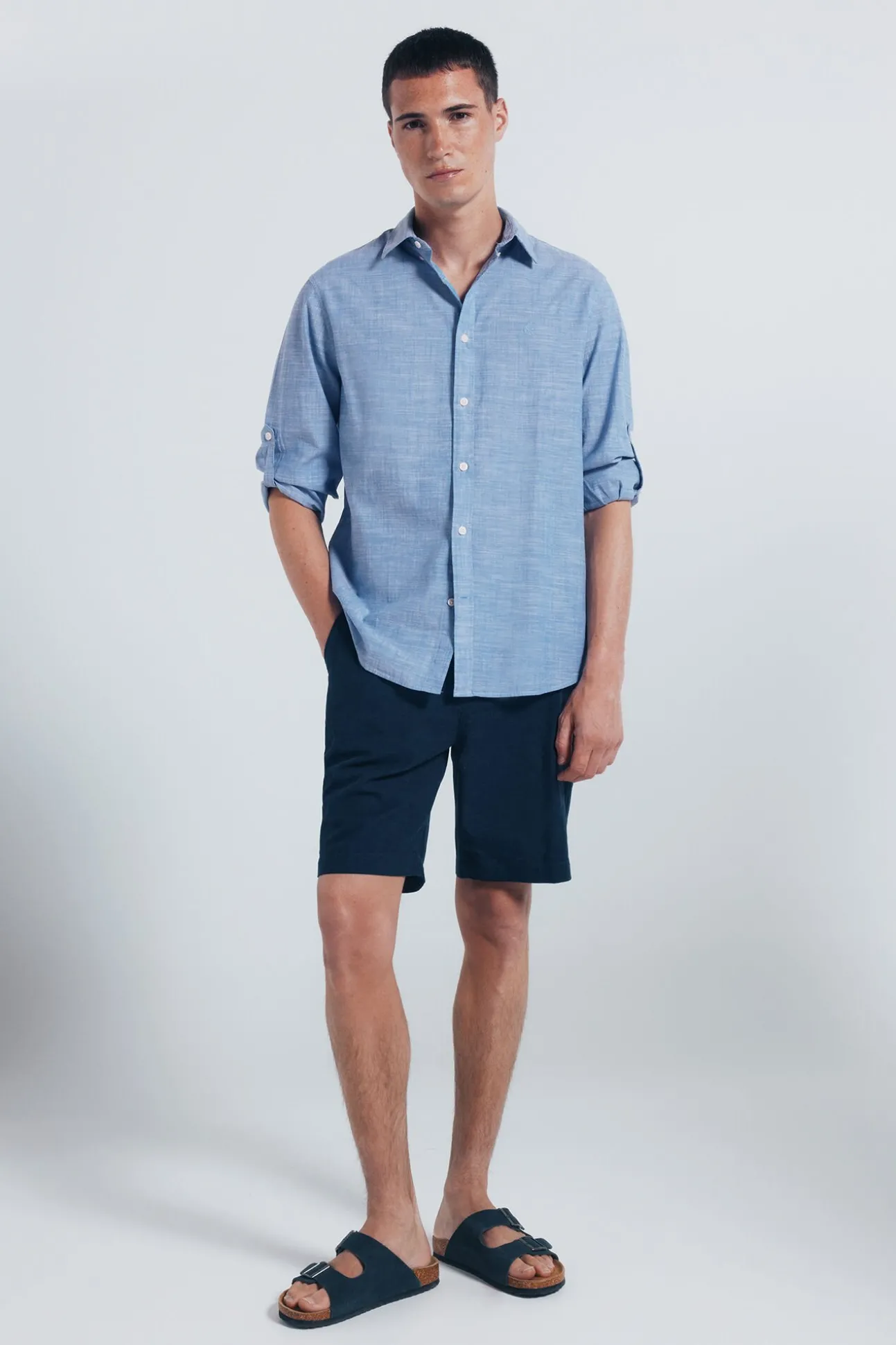 Camisa de algodão Slub