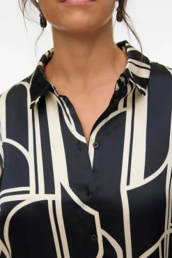 Camisa de cetim de manga manga plus size