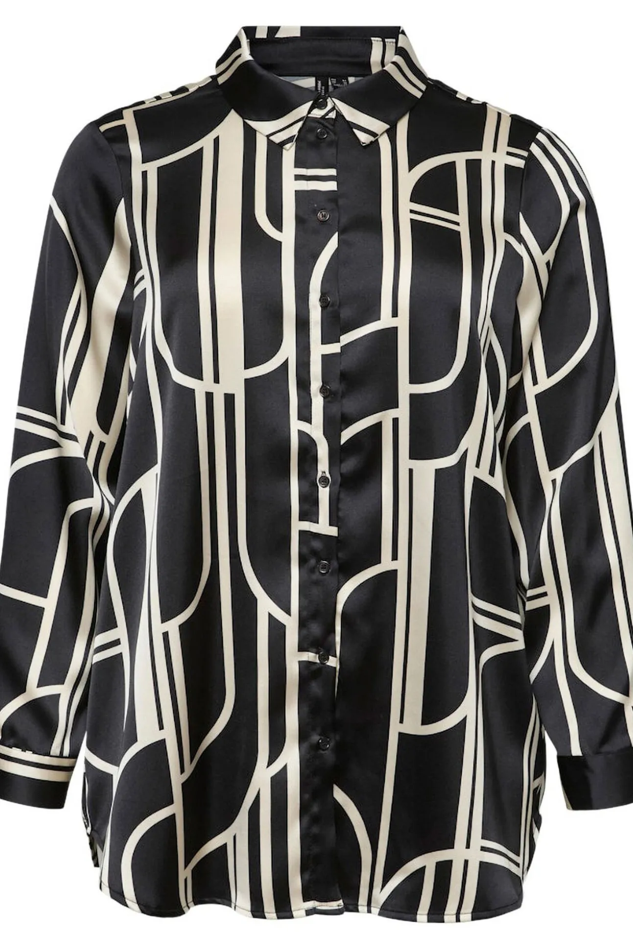 Camisa de cetim de manga manga plus size