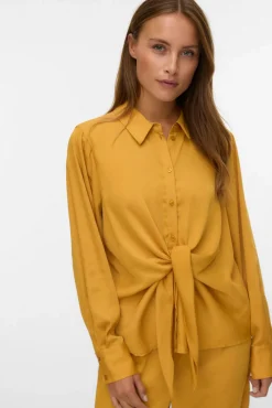Camisa de cetim de manga comprida
