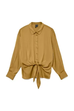 Camisa de cetim de manga comprida