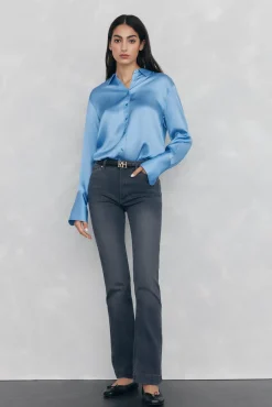 Camisa de cetim lisa