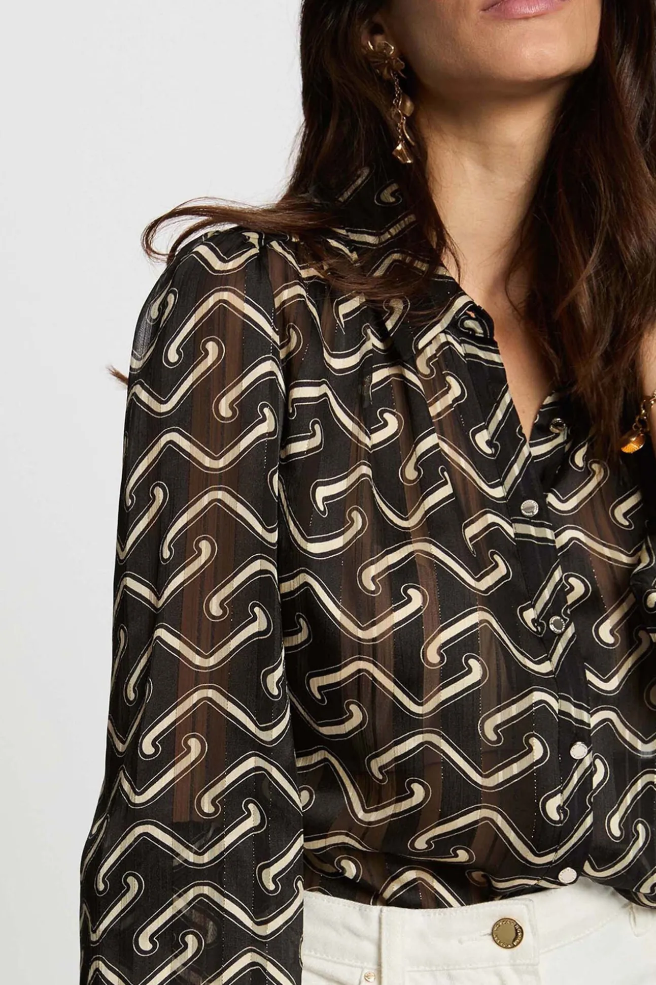 Camisa de chiffon estampada
